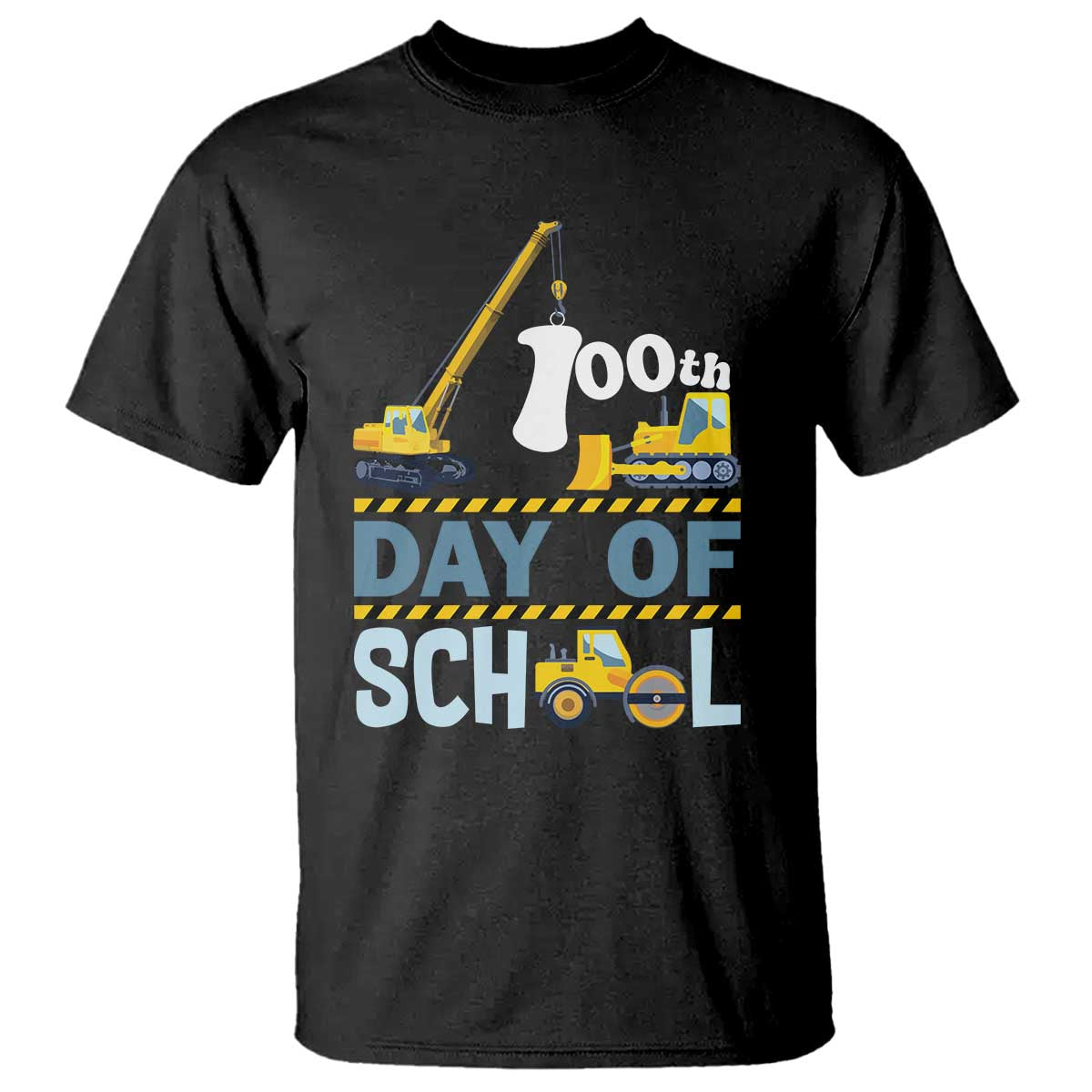 Funny 100TH Days Of School Construction T Shirt Vehicle Excavators