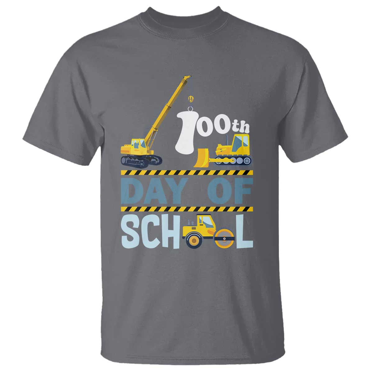 Funny 100TH Days Of School Construction T Shirt Vehicle Excavators