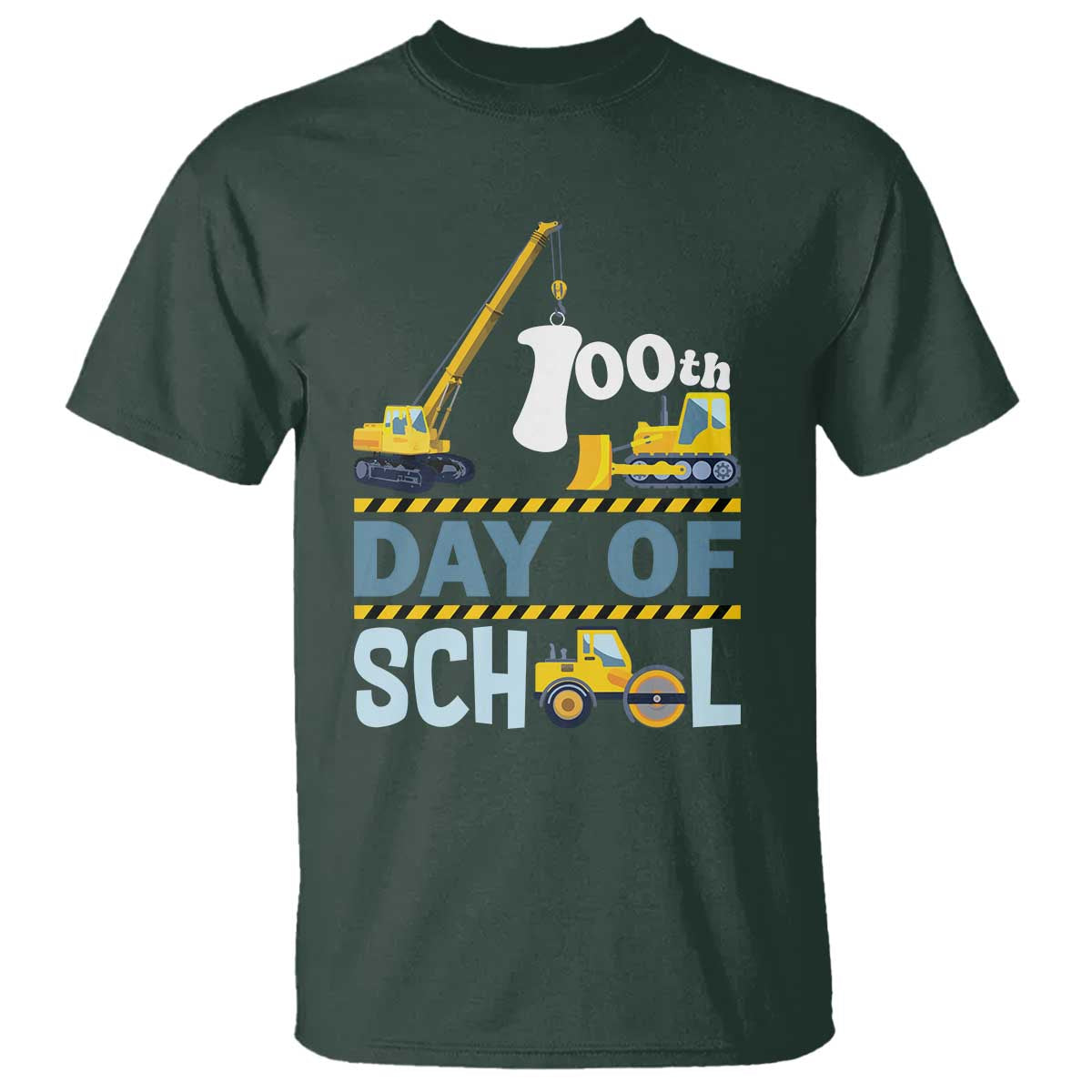 Funny 100TH Days Of School Construction T Shirt Vehicle Excavators