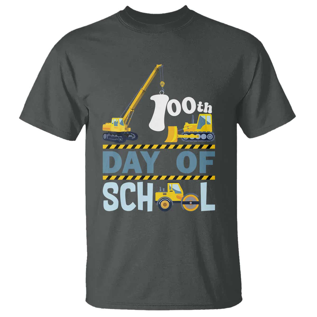 Funny 100TH Days Of School Construction T Shirt Vehicle Excavators
