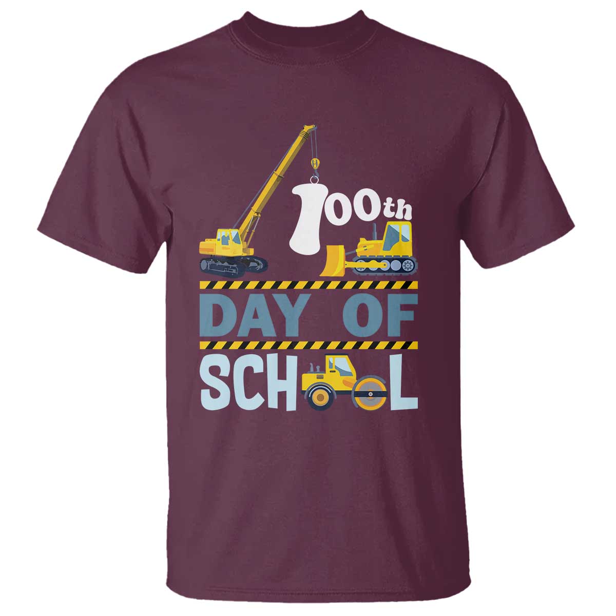 Funny 100TH Days Of School Construction T Shirt Vehicle Excavators