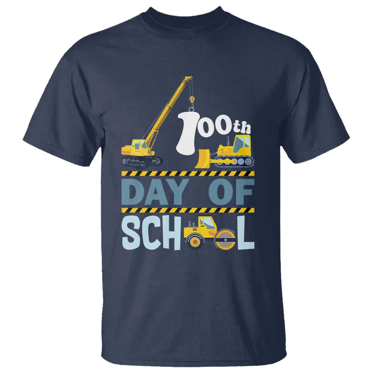 Funny 100TH Days Of School Construction T Shirt Vehicle Excavators