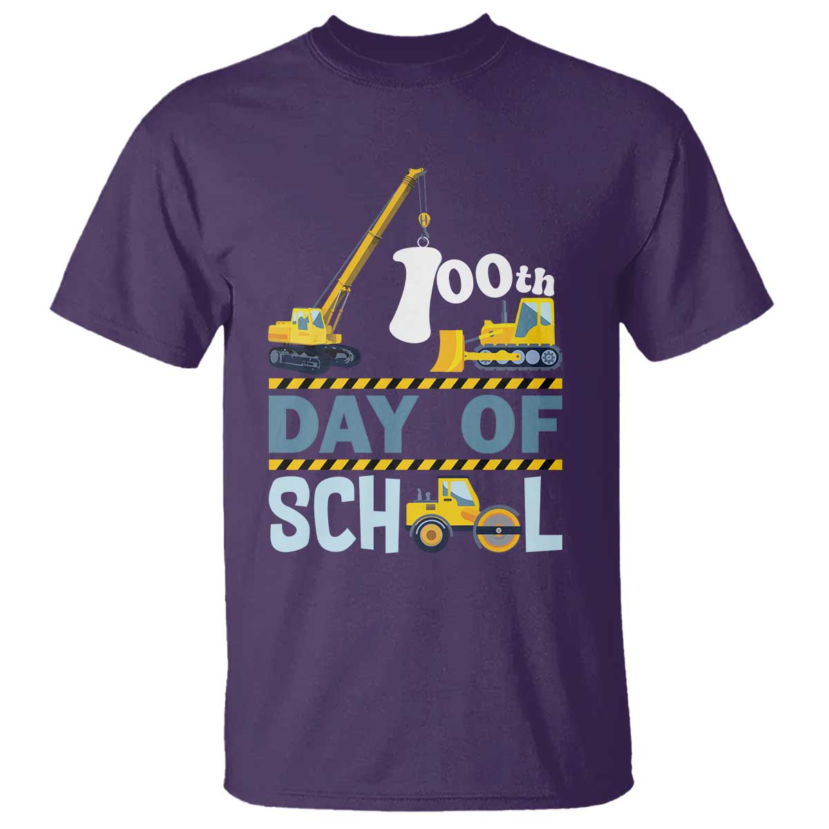 Funny 100TH Days Of School Construction T Shirt Vehicle Excavators