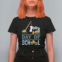 Funny 100TH Days Of School Construction T Shirt For Women Vehicle Excavators