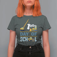 Funny 100TH Days Of School Construction T Shirt For Women Vehicle Excavators