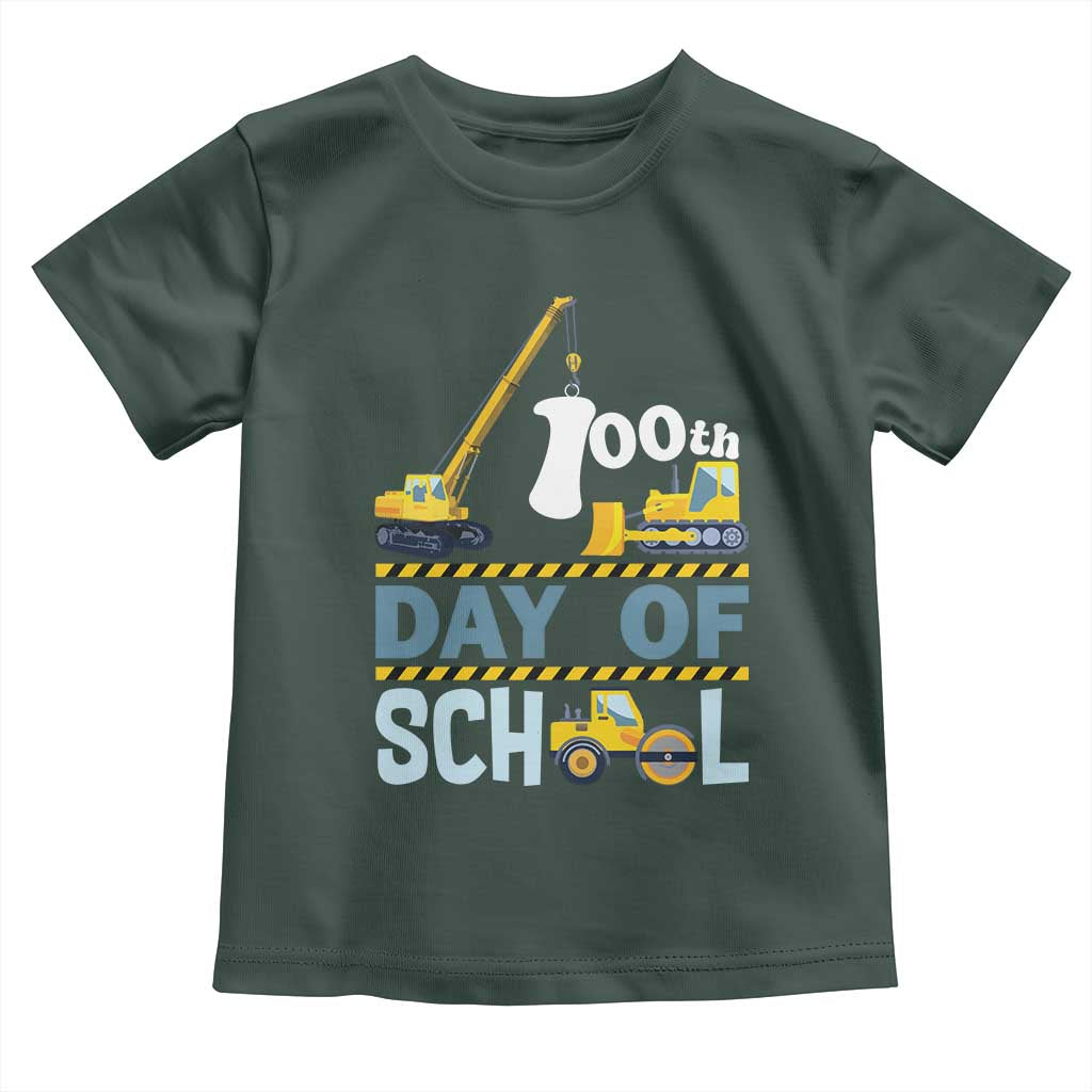 Funny 100TH Days Of School Construction Toddler T Shirt Vehicle Excavators