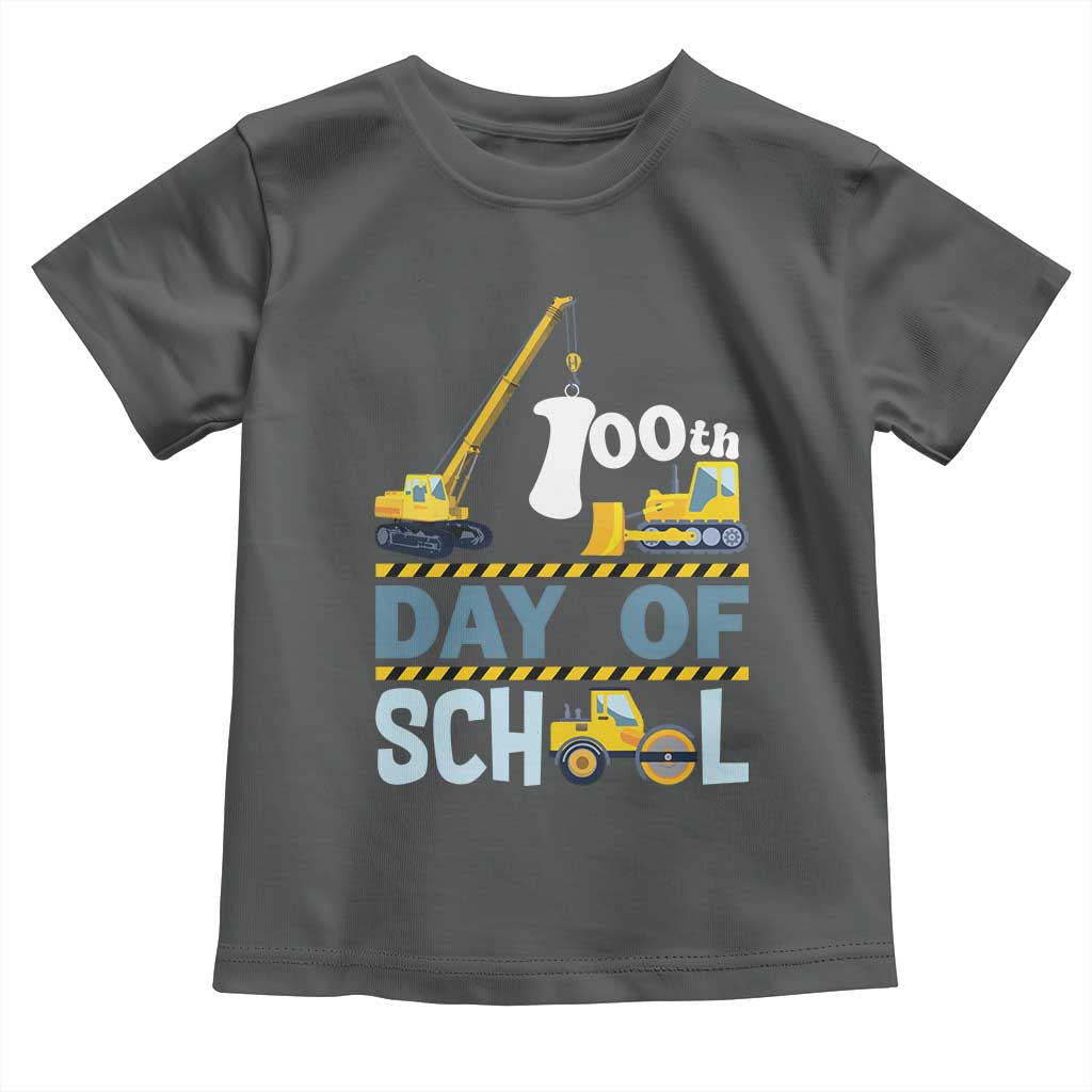 Funny 100TH Days Of School Construction Toddler T Shirt Vehicle Excavators