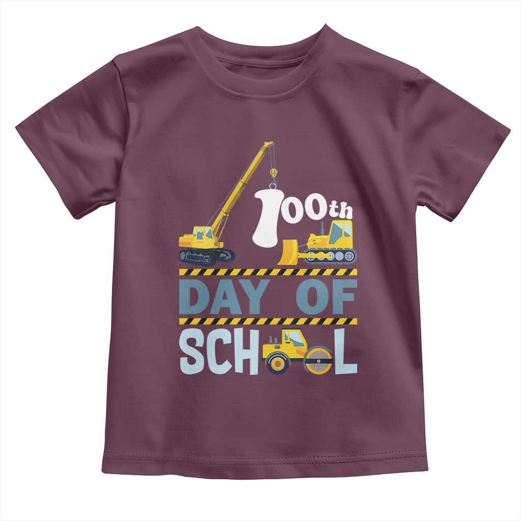 Funny 100TH Days Of School Construction Toddler T Shirt Vehicle Excavators