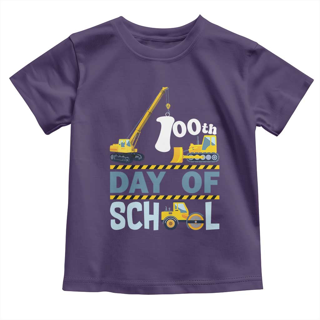 Funny 100TH Days Of School Construction Toddler T Shirt Vehicle Excavators
