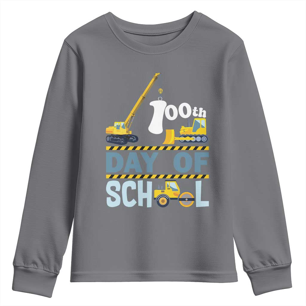Funny 100TH Days Of School Construction Youth Sweatshirt Vehicle Excavators