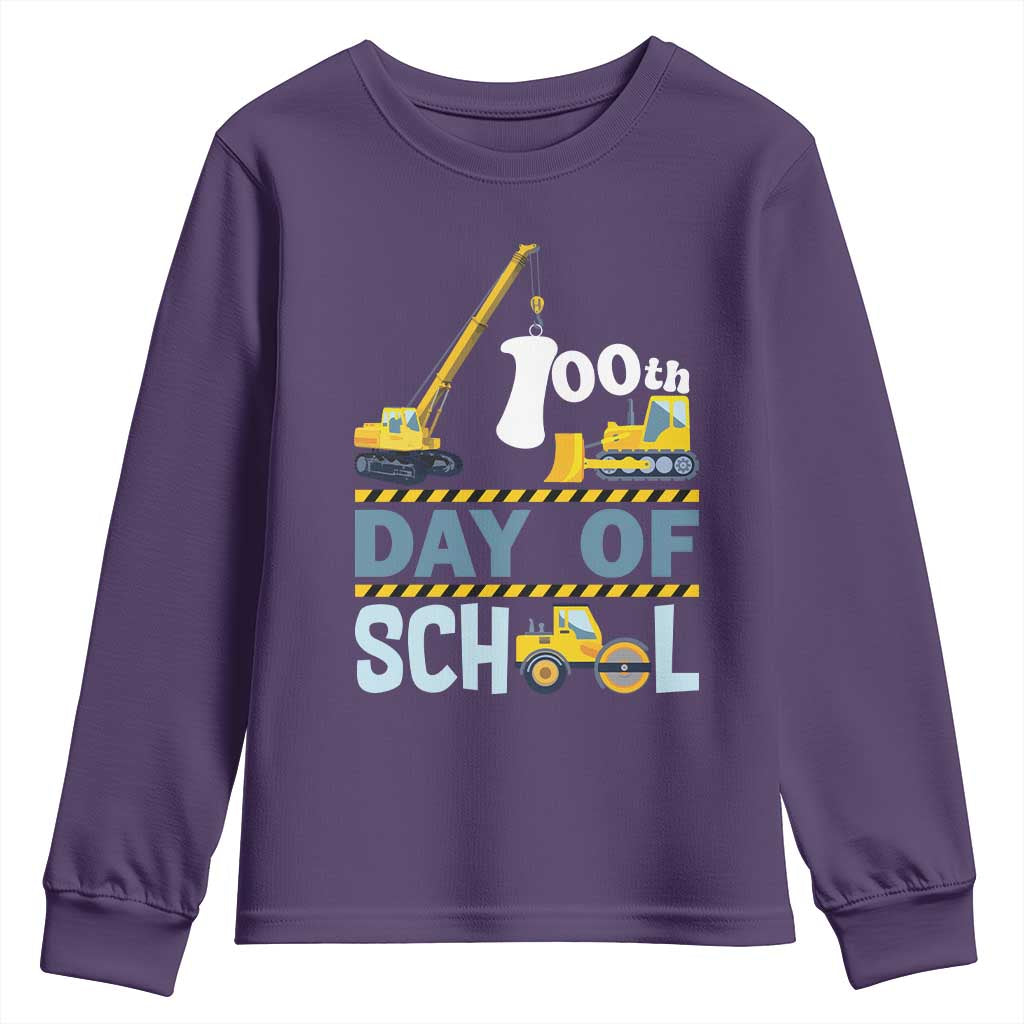 Funny 100TH Days Of School Construction Youth Sweatshirt Vehicle Excavators