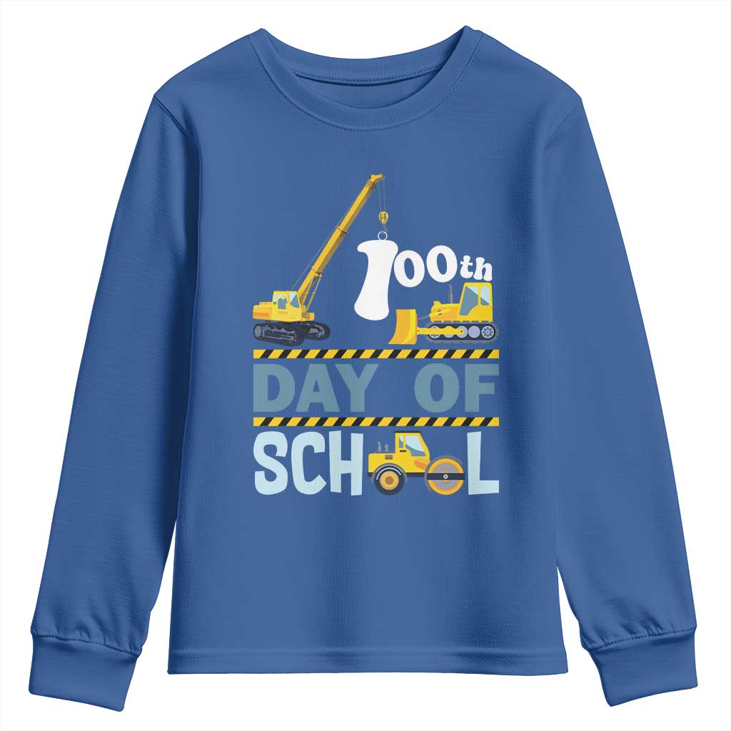 Funny 100TH Days Of School Construction Youth Sweatshirt Vehicle Excavators