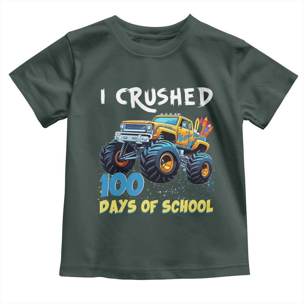 Funny I Crushed 100 Days Of School Toddler T Shirt Monster Truck 100th Day Of School