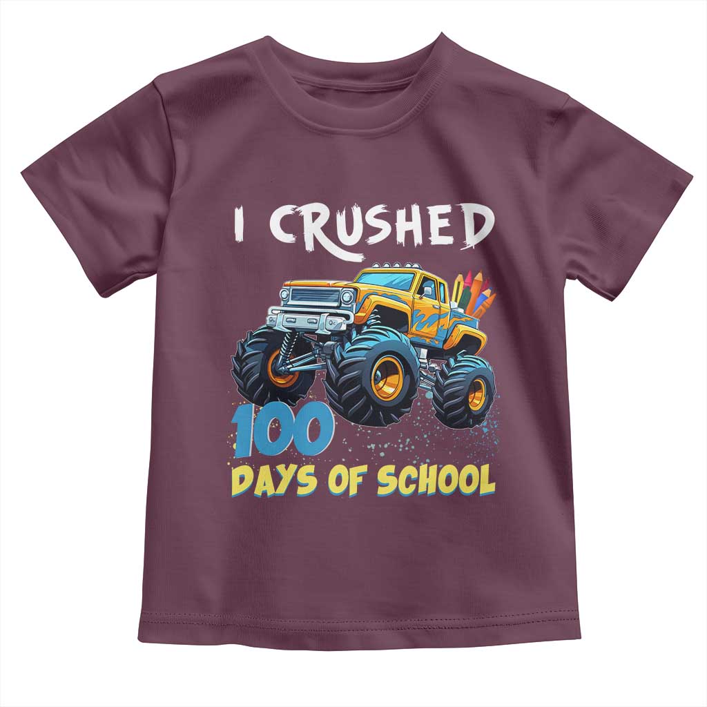 Funny I Crushed 100 Days Of School Toddler T Shirt Monster Truck 100th Day Of School