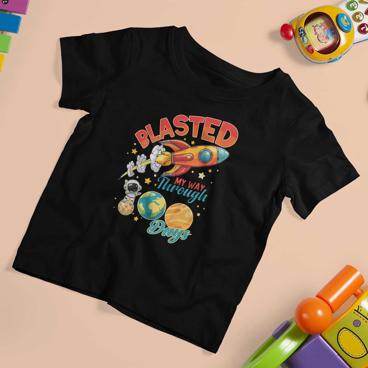 Funny Blasted My Way Through 100 Days T Shirt For Kid 100 Days Of School