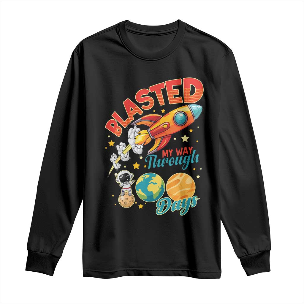 Funny Blasted My Way Through 100 Days Long Sleeve Shirt 100 Days Of School