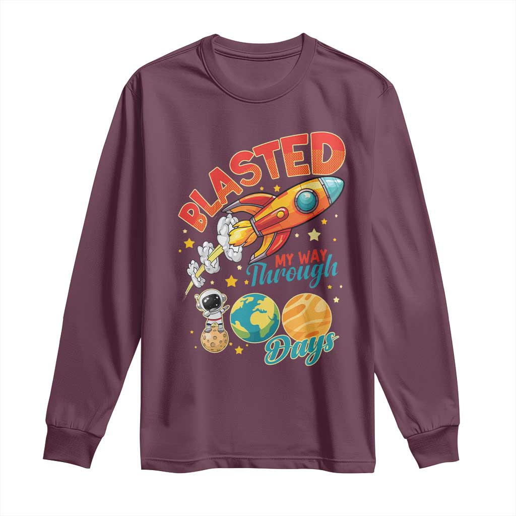 Funny Blasted My Way Through 100 Days Long Sleeve Shirt 100 Days Of School