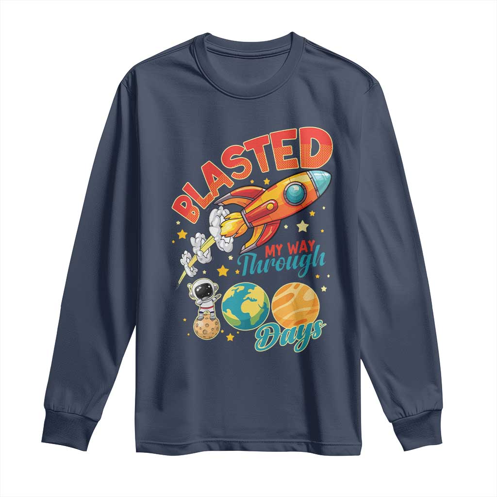 Funny Blasted My Way Through 100 Days Long Sleeve Shirt 100 Days Of School