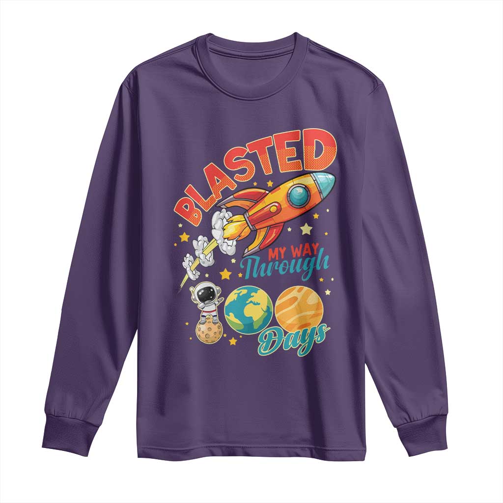 Funny Blasted My Way Through 100 Days Long Sleeve Shirt 100 Days Of School