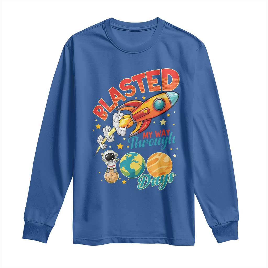 Funny Blasted My Way Through 100 Days Long Sleeve Shirt 100 Days Of School