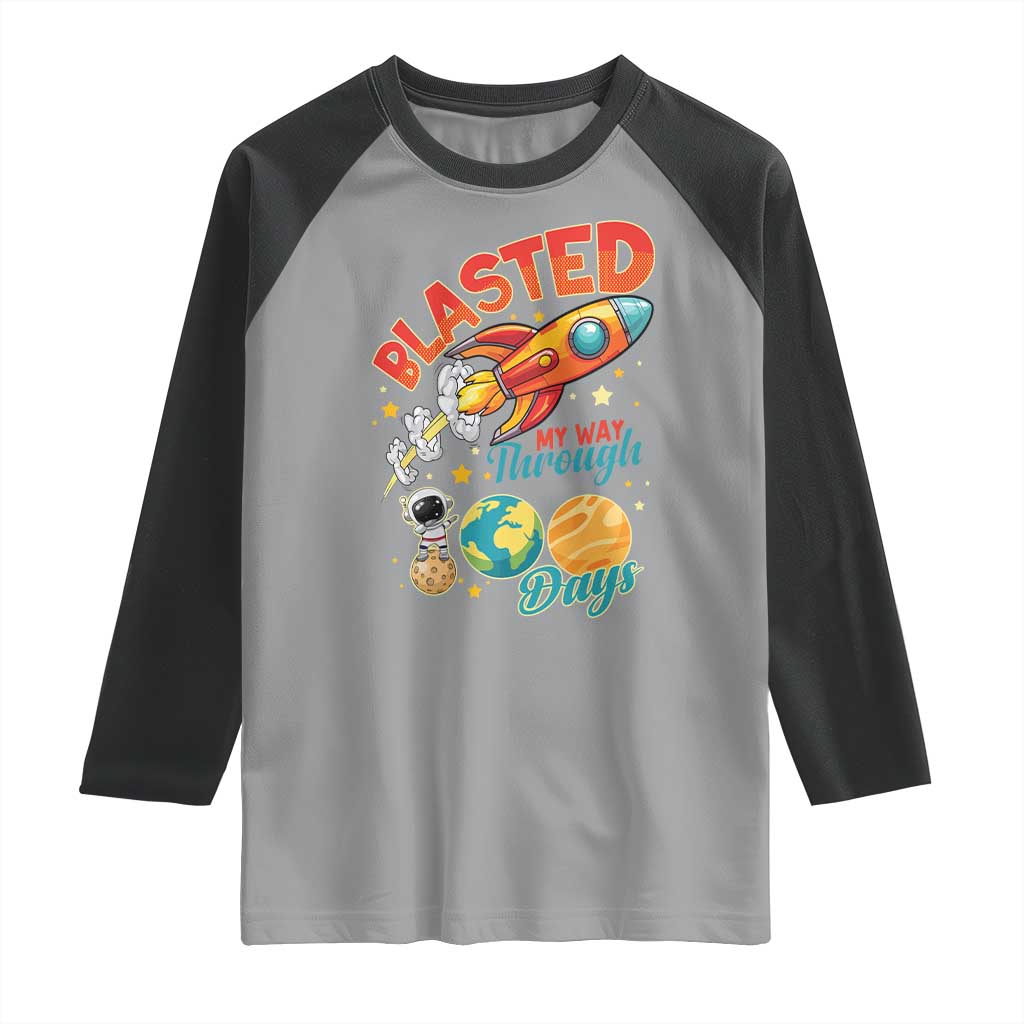 Funny Blasted My Way Through 100 Days Raglan Shirt 100 Days Of School