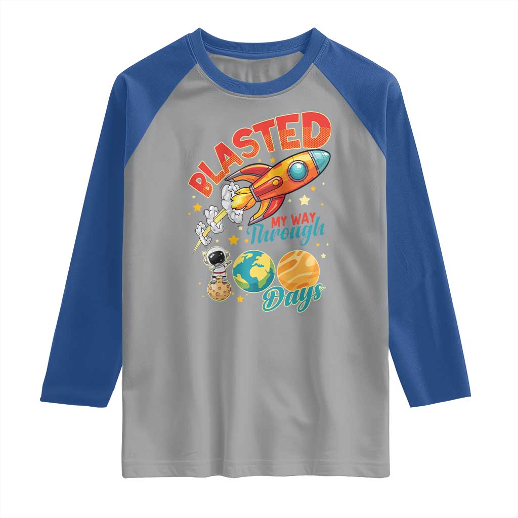 Funny Blasted My Way Through 100 Days Raglan Shirt 100 Days Of School