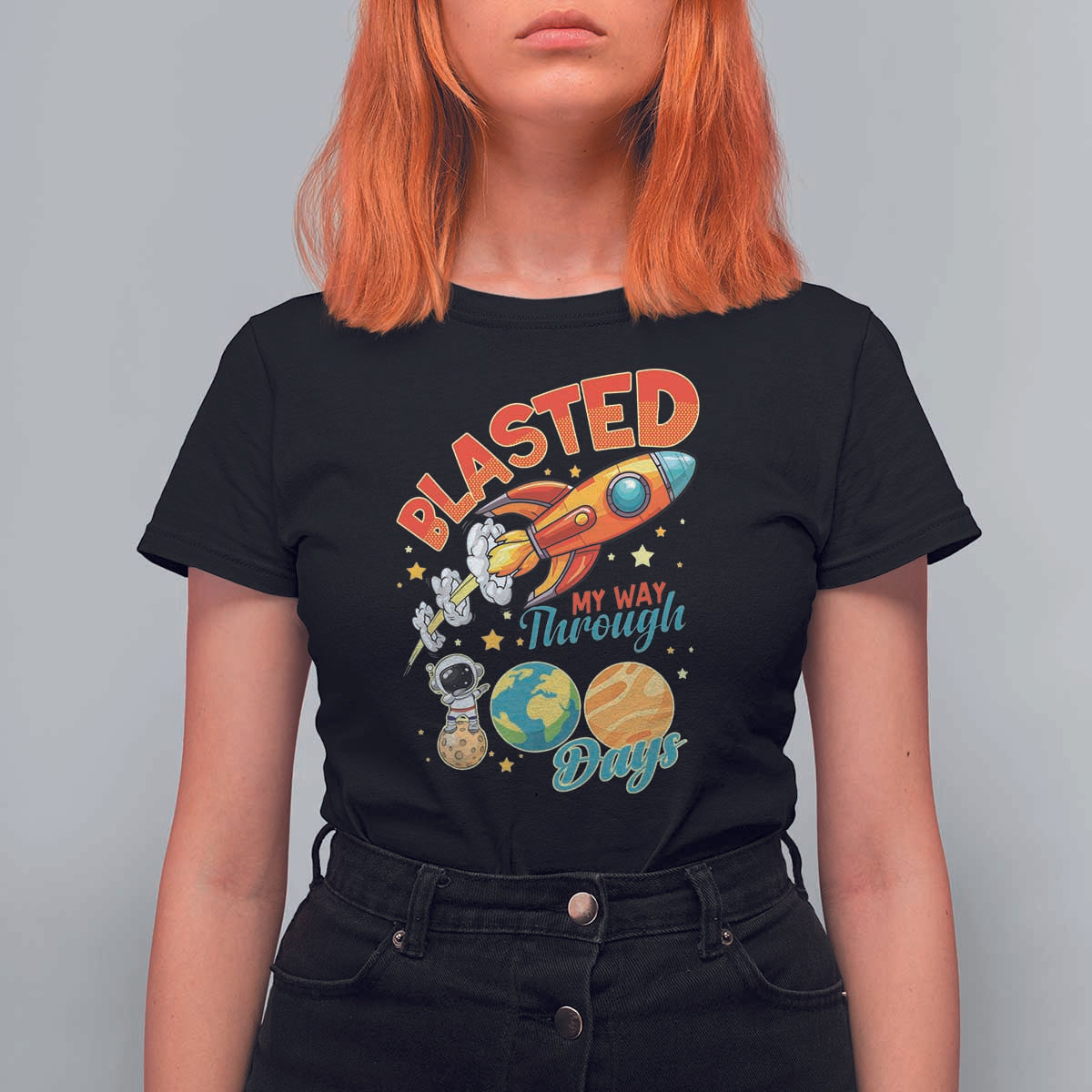 Funny Blasted My Way Through 100 Days T Shirt For Women 100 Days Of School