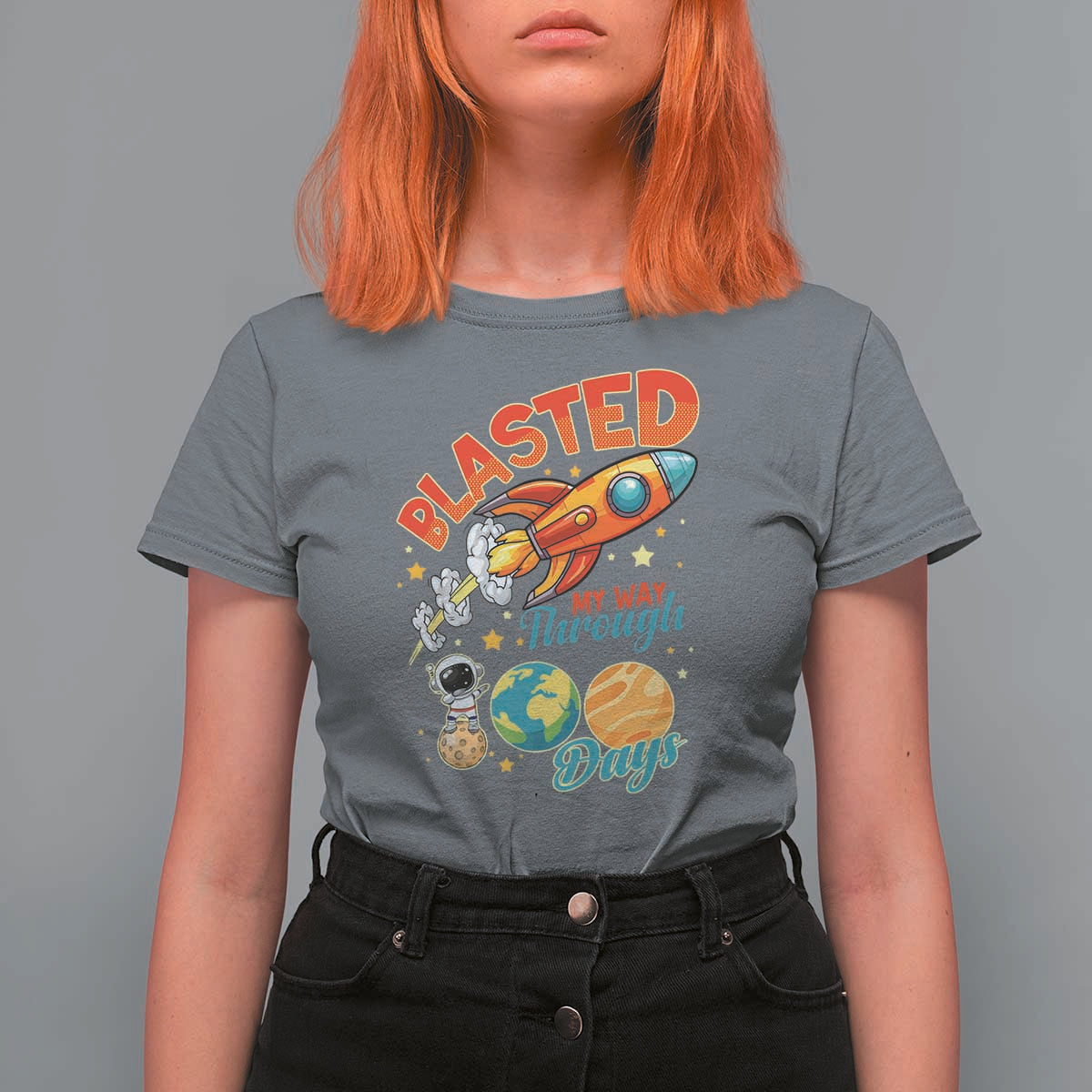 Funny Blasted My Way Through 100 Days T Shirt For Women 100 Days Of School