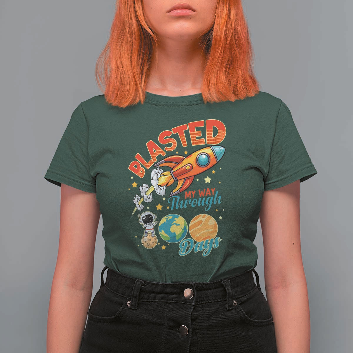 Funny Blasted My Way Through 100 Days T Shirt For Women 100 Days Of School