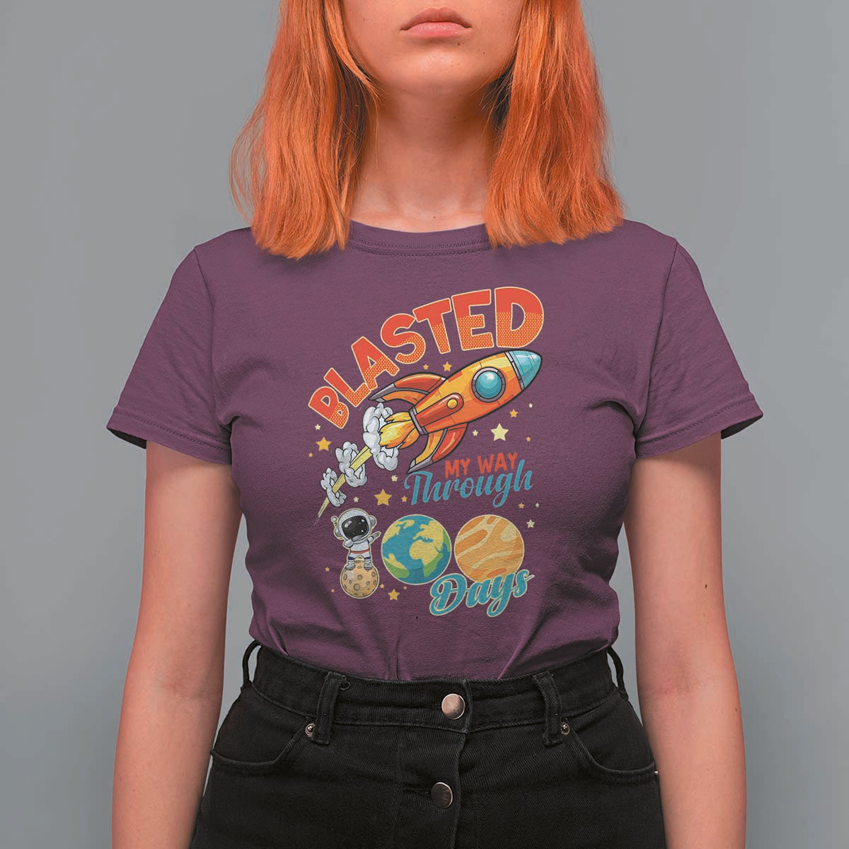 Funny Blasted My Way Through 100 Days T Shirt For Women 100 Days Of School