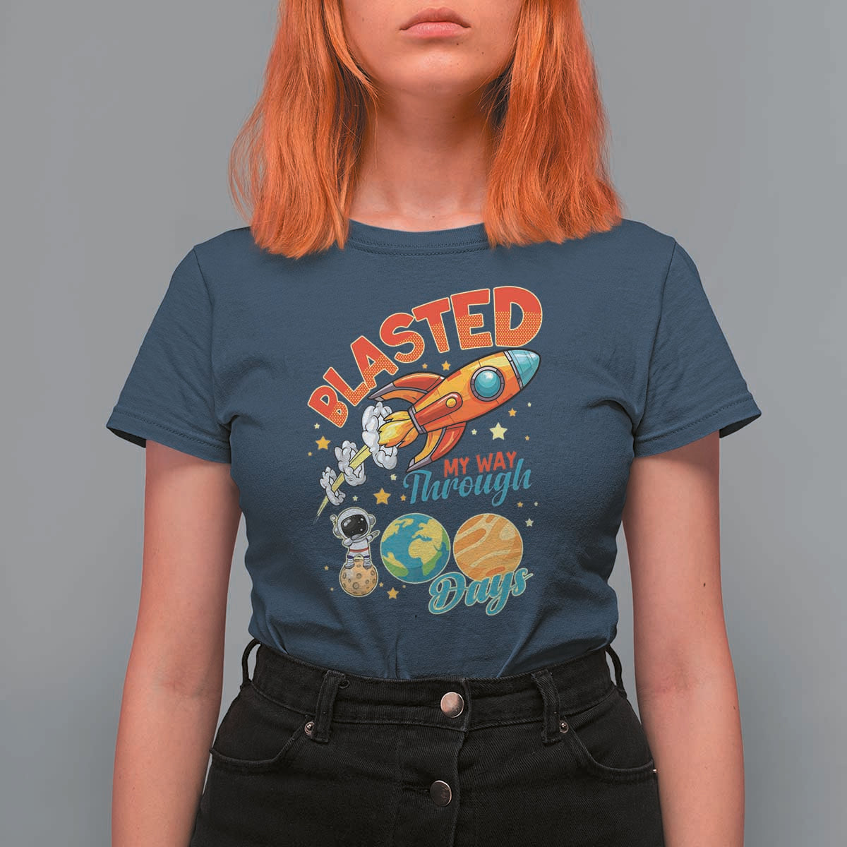 Funny Blasted My Way Through 100 Days T Shirt For Women 100 Days Of School