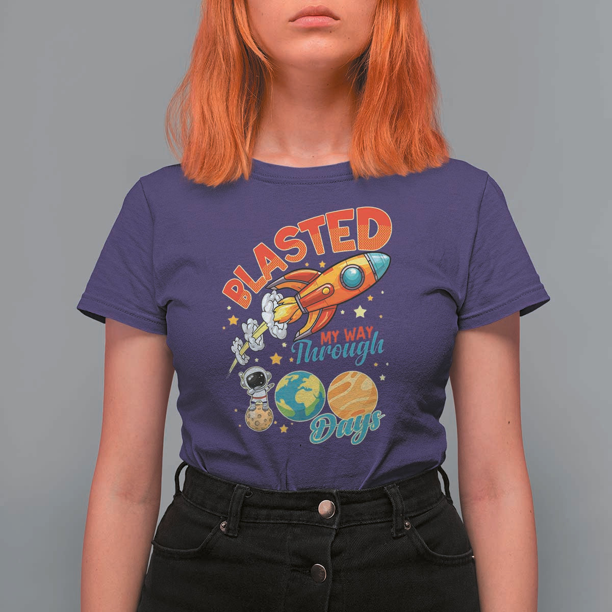 Funny Blasted My Way Through 100 Days T Shirt For Women 100 Days Of School