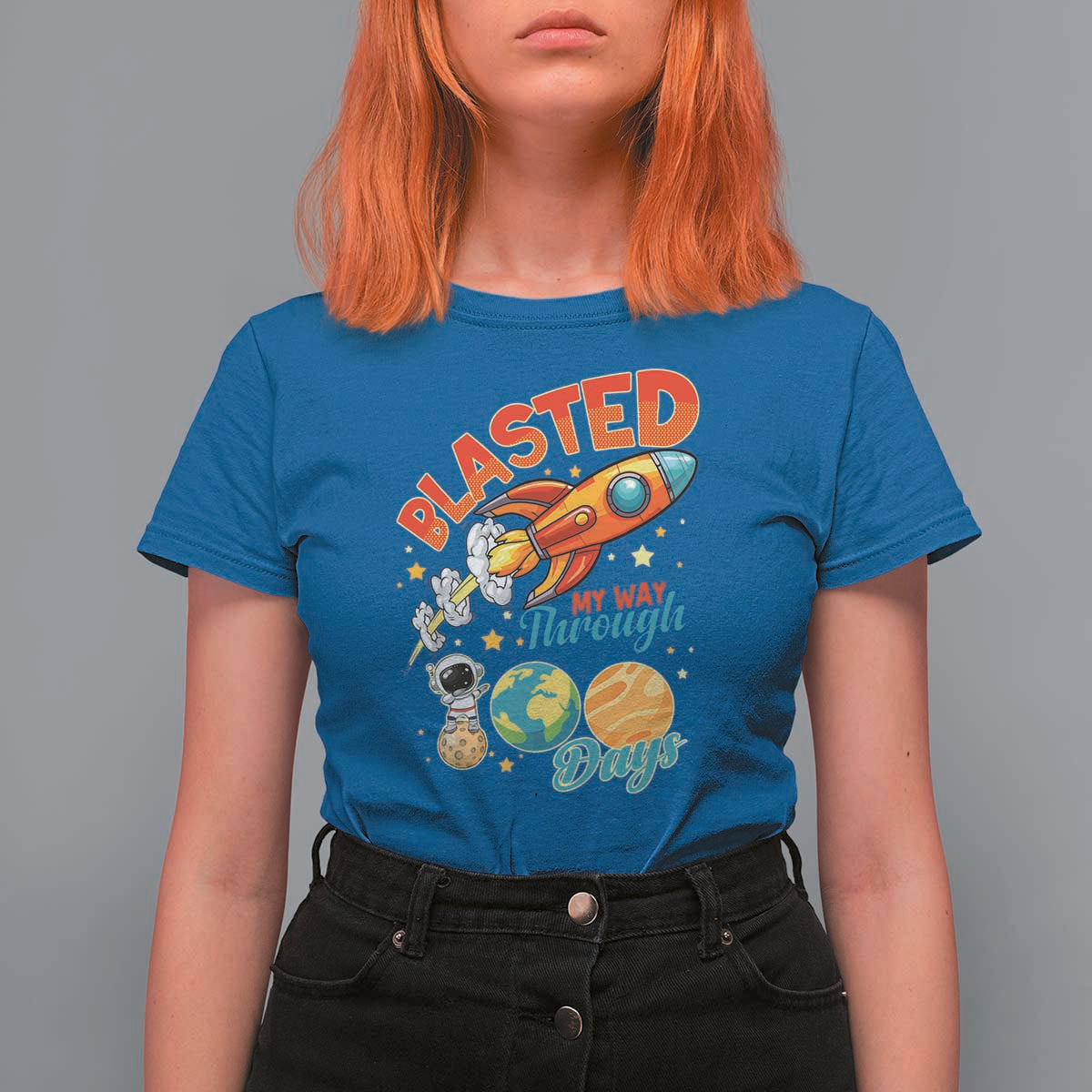 Funny Blasted My Way Through 100 Days T Shirt For Women 100 Days Of School