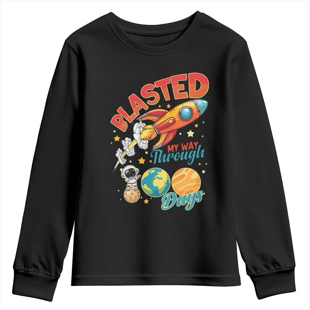 Funny Blasted My Way Through 100 Days Youth Sweatshirt 100 Days Of School