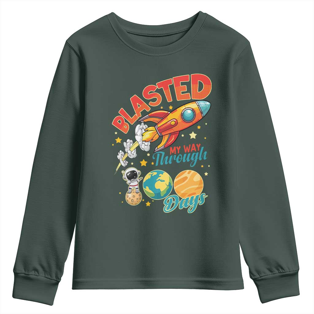 Funny Blasted My Way Through 100 Days Youth Sweatshirt 100 Days Of School