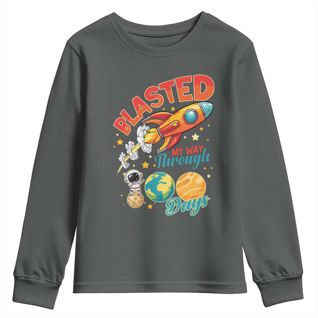 Funny Blasted My Way Through 100 Days Youth Sweatshirt 100 Days Of School