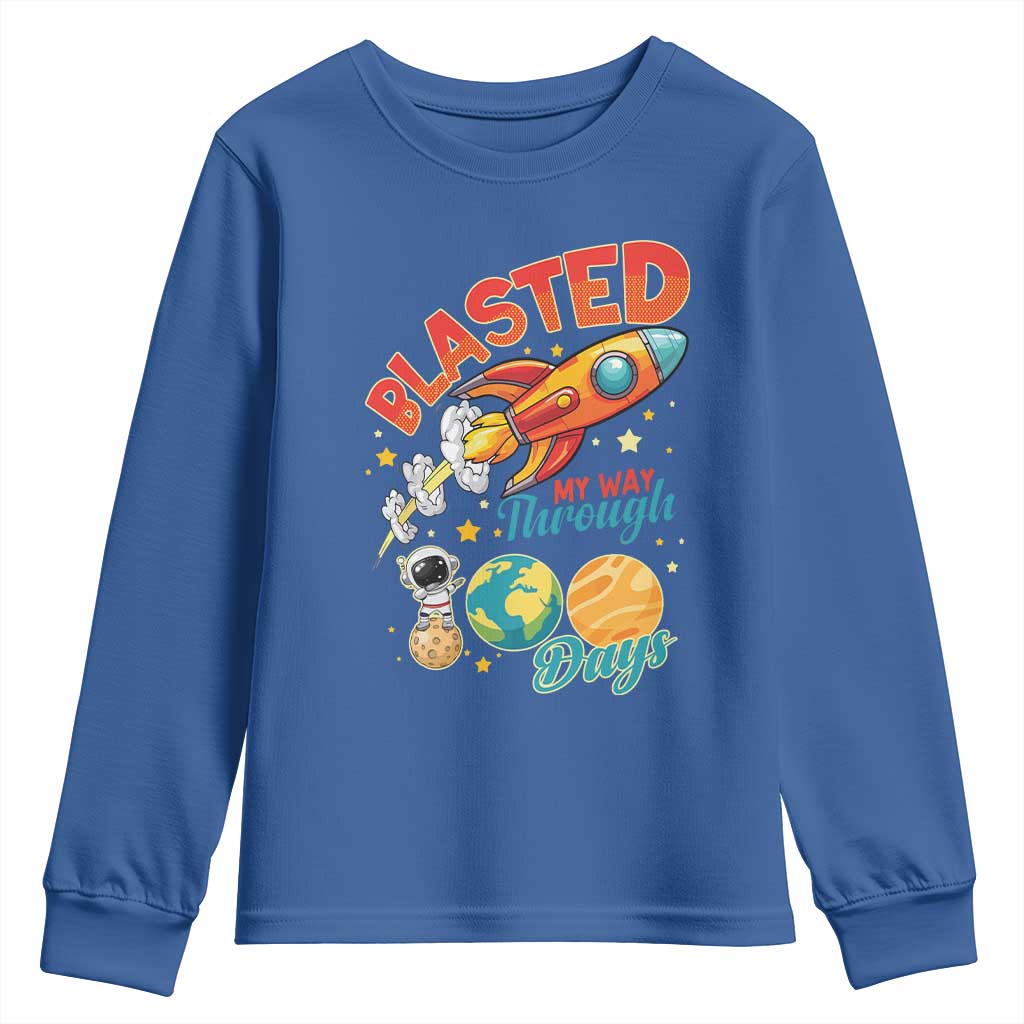 Funny Blasted My Way Through 100 Days Youth Sweatshirt 100 Days Of School