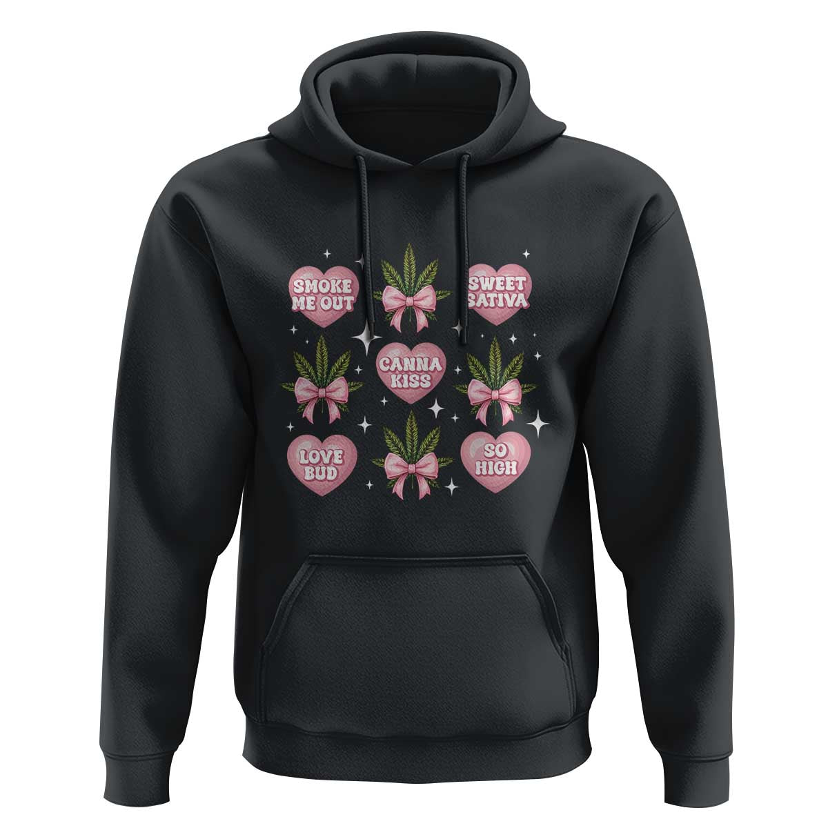 Funny Valentine's Day Weed Cannabis Marijuana Hearts Coquette Hoodie
