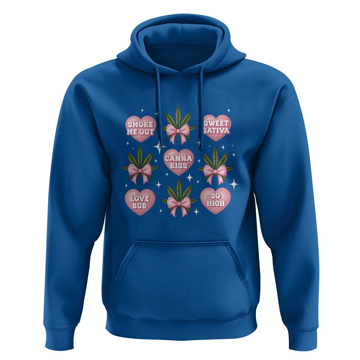 Funny Valentine's Day Weed Cannabis Marijuana Hearts Coquette Hoodie