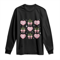 Funny Valentine's Day Weed Cannabis Marijuana Hearts Coquette Long Sleeve Shirt