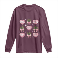 Funny Valentine's Day Weed Cannabis Marijuana Hearts Coquette Long Sleeve Shirt