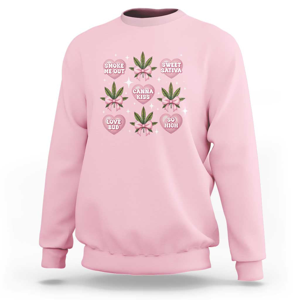 Funny Valentine's Day Weed Cannabis Marijuana Hearts Coquette Sweatshirt