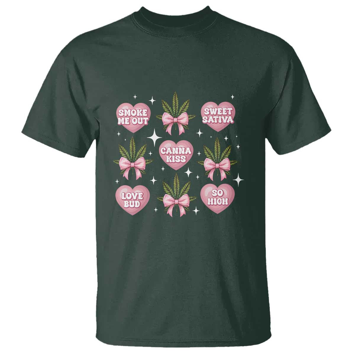 Funny Valentine's Day Weed Cannabis Marijuana Hearts Coquette T Shirt