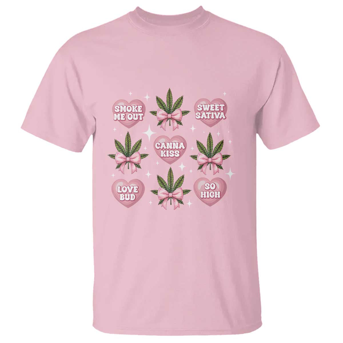 Funny Valentine's Day Weed Cannabis Marijuana Hearts Coquette T Shirt