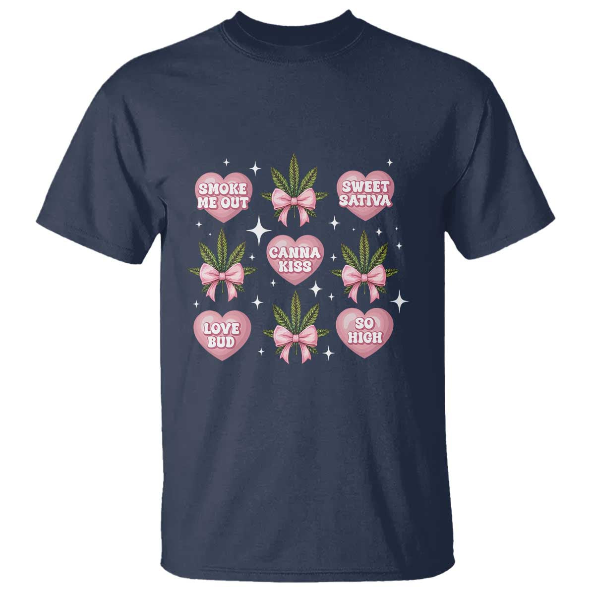 Funny Valentine's Day Weed Cannabis Marijuana Hearts Coquette T Shirt