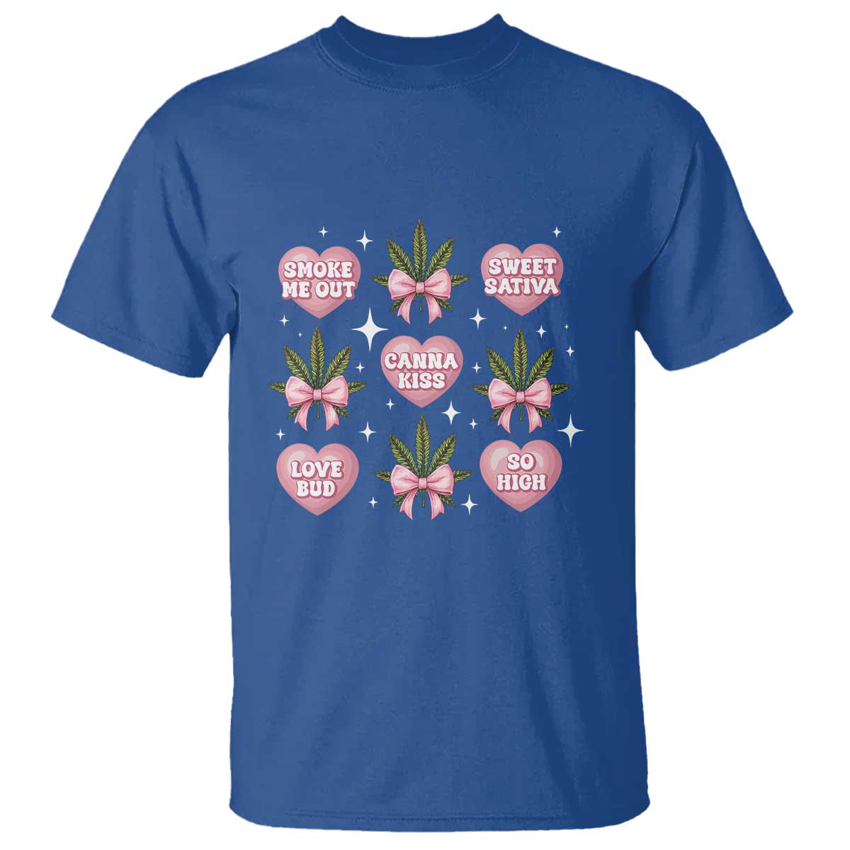 Funny Valentine's Day Weed Cannabis Marijuana Hearts Coquette T Shirt