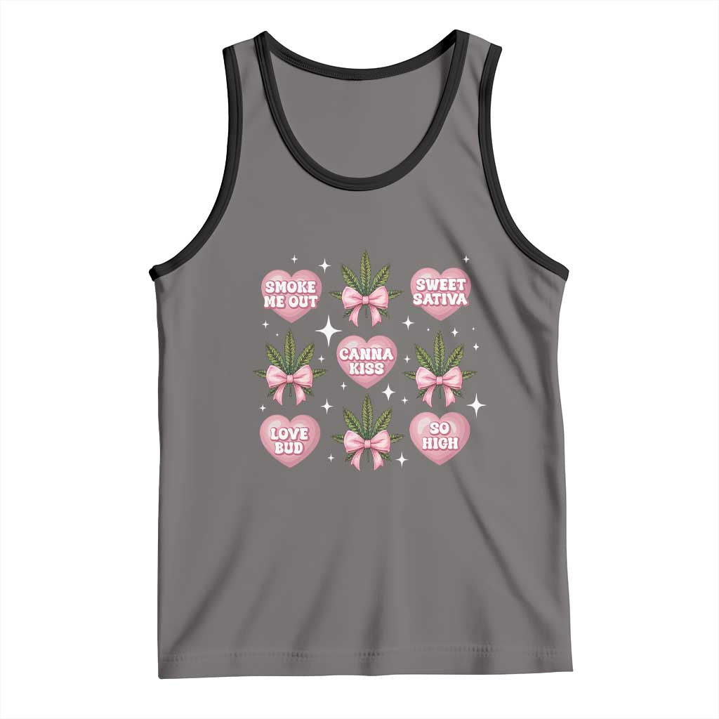 Funny Valentine's Day Weed Cannabis Marijuana Hearts Coquette Tank Top