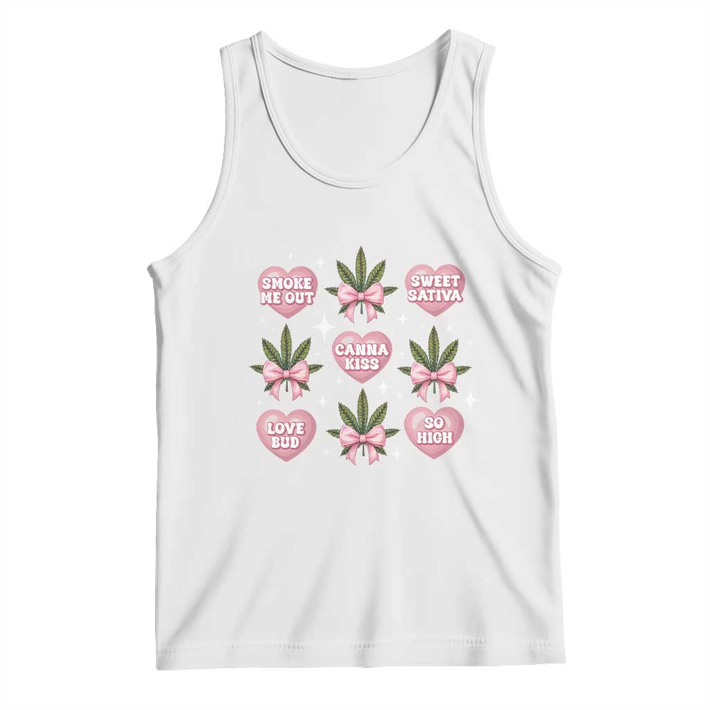 Funny Valentine's Day Weed Cannabis Marijuana Hearts Coquette Tank Top