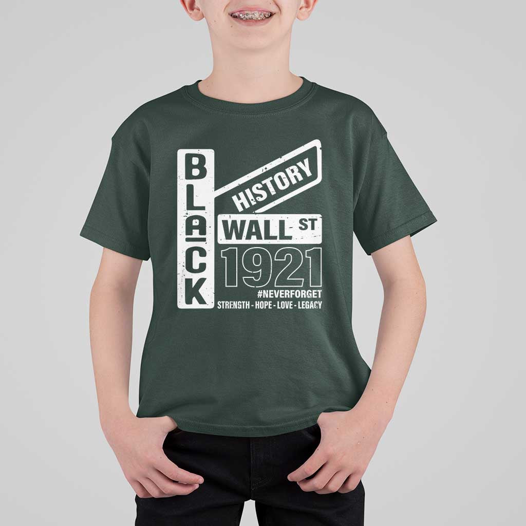 Never Forget Black Wall Street 1921 T Shirt For Kid Tulsa Black History Month
