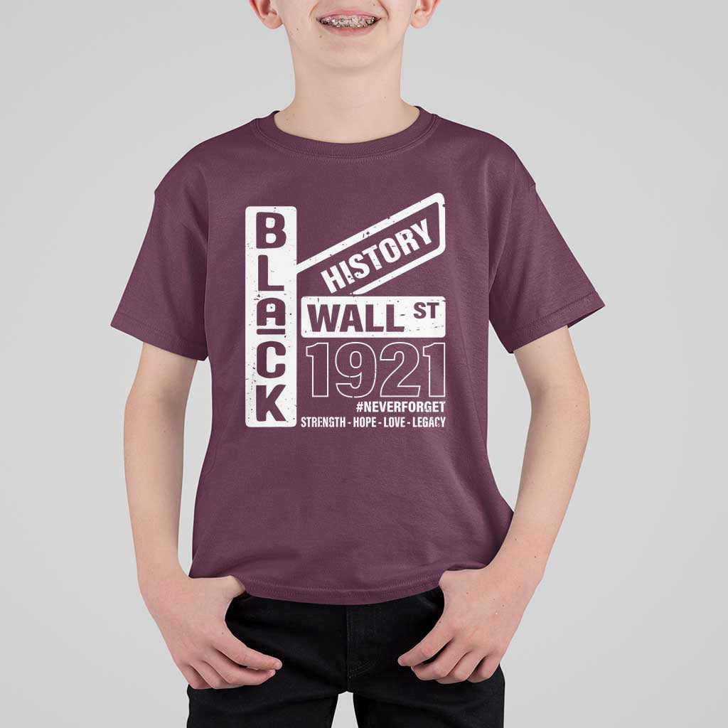 Never Forget Black Wall Street 1921 T Shirt For Kid Tulsa Black History Month